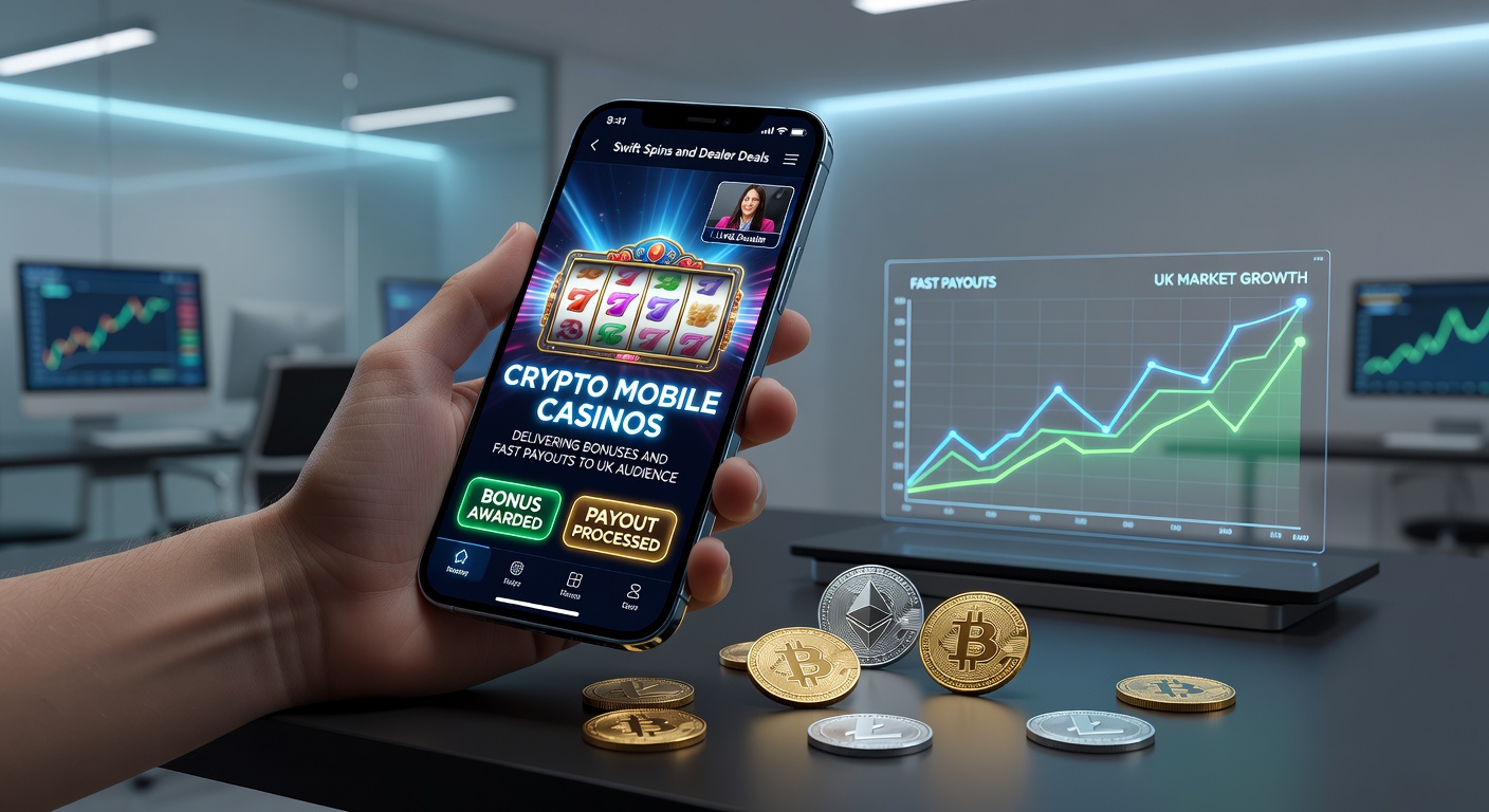 Dynamic collage of crypto wallet transactions, slot reels blurring in speed, and live dealer smiling at mobile camera, emphasizing no-ID freedom and quick wins