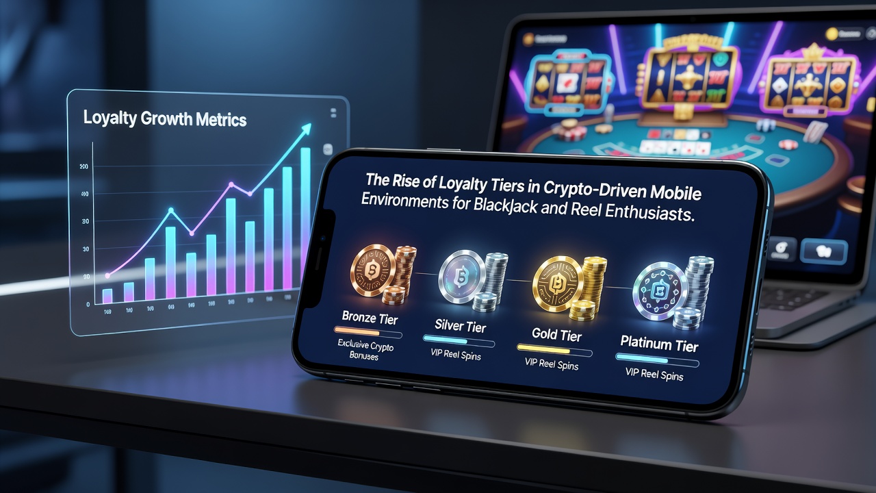 Close-up view of a crypto wallet interface displaying loyalty tier badges alongside active blackjack and slot game sessions